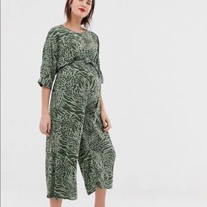 Maternity tie waist jumpsuit